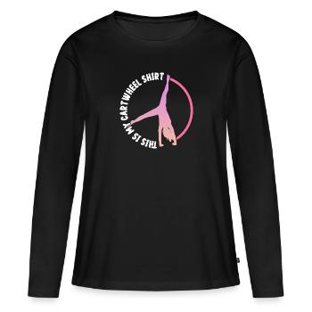 C’est mon motif de roue de charrette - T-shirt manches longues Premium bio Femme - noir - Devant - Julia (174cm)