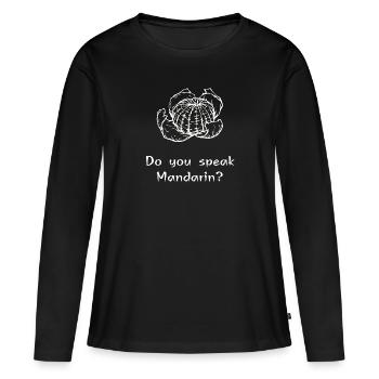Mandarin - Chinesisch at it's best! - Frauen Premium Bio Langarmshirt - Schwarz - Vorne - Julia (174cm)