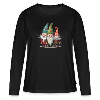 Drôles de Noël Gnomes & Gnomes - T-shirt manches longues Premium bio Femme - noir - Devant - Julia (174cm)