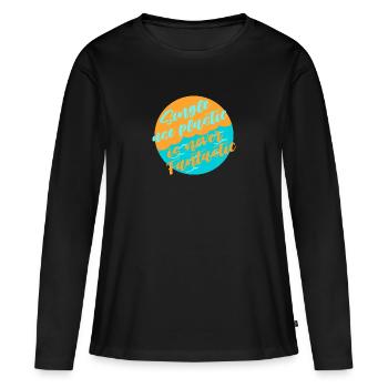 Évitez le plastique - T-shirt manches longues Premium bio Femme - noir - Devant - Julia (174cm)