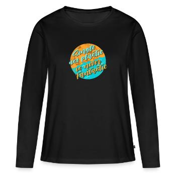 Évitez le plastique - T-shirt manches longues Premium bio Femme - noir - Devant - Julia (174cm)