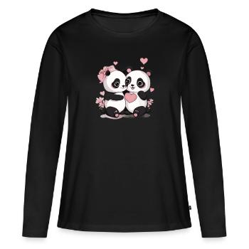 Sois mon panda de la Saint-Valentin - T-shirt manches longues Premium bio Femme - noir - Devant - Julia (174cm)