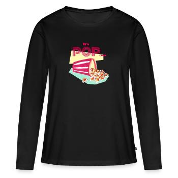 C’est POPcorn ! - T-shirt manches longues Premium bio Femme - noir - Devant - Julia (174cm)
