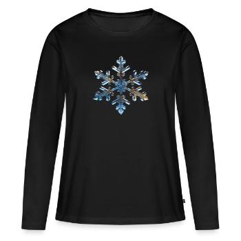 Flocon de neige - T-shirt manches longues Premium bio Femme - noir - Devant - Julia (174cm)
