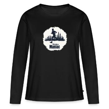 Stadtbild Marathonläufer - Frauen Premium Bio Langarmshirt - Schwarz - Vorne - Julia (174cm)