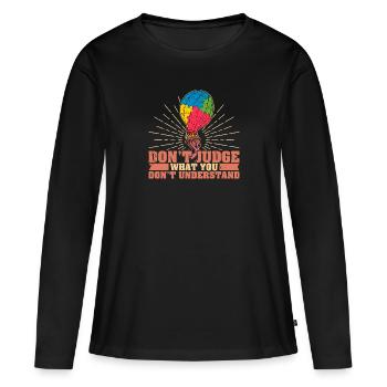 Ballon autiste autisme pièce de puzzle - T-shirt manches longues Premium bio Femme - noir - Devant - Julia (174cm)