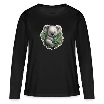 Koala with eucalyptus - Women's Premium Organic Long Sleeve Shirt - black - Front - Julia (174cm)