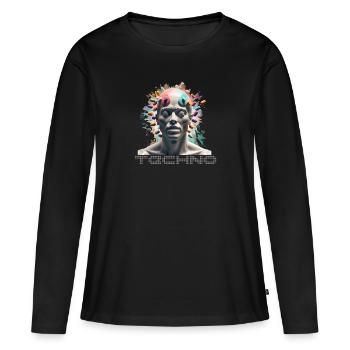 Techno Drogen Geschenk Geschenkidee - Frauen Premium Bio Langarmshirt - Schwarz - Vorne - Julia (174cm)
