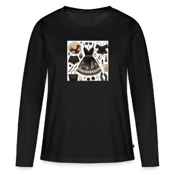 Look noir. - T-shirt manches longues Premium bio Femme - noir - Devant - Julia (174cm)