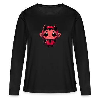 Chibi Roter Teufel - Frauen Premium Bio Langarmshirt - Schwarz - Vorne - Julia (174cm)