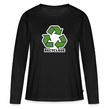 Recyclage - T-shirt manches longues Premium bio Femme - noir - Devant - Julia (174cm)