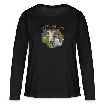 Carmen la chèvre Chèvre Parodie les Geissens - T-shirt manches longues Premium bio Femme - noir - Devant - Julia (174cm)