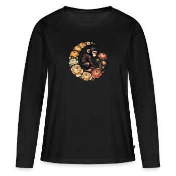 Chimpanzé - T-shirt manches longues Premium bio Femme - noir - Devant - Julia (174cm)