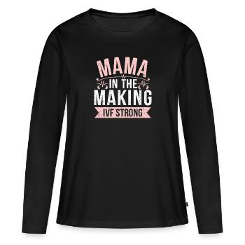 Starke Mama in der Entstehung - Frauen Premium Bio Langarmshirt - Schwarz - Vorne - Julia (174cm)