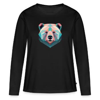 Geometric bear Bär Geschenk - Frauen Premium Bio Langarmshirt - Schwarz - Vorne - Julia (174cm)