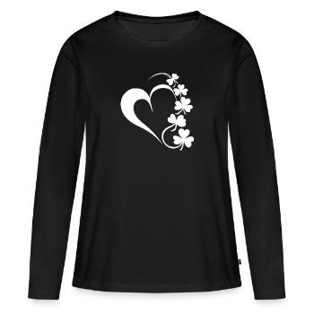 Herz und Klee - Frauen Premium Bio Langarmshirt - Schwarz - Vorne - Julia (174cm)