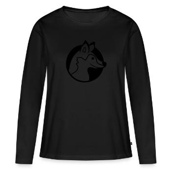 trou de renard roux renard sauvage animal peeps visage tête - T-shirt manches longues Premium bio Femme - noir - Devant - Julia (174cm)