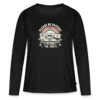 Sois patient avec moi, je suis des années 1900 - T-shirt manches longues Premium bio Femme - noir - Devant - Julia (174cm)