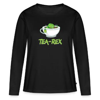 Tea-Rex (T-Rex) Tyrannosaurus Rex - Frauen Premium Bio Langarmshirt - Schwarz - Vorne - Julia (174cm)