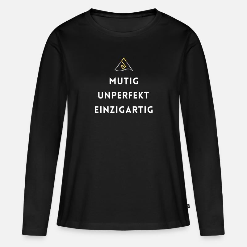 KATMA - MUTIG UNPERFEKT EINZIGARTIG - Frauen Premium Bio Langarmshirt - Schwarz