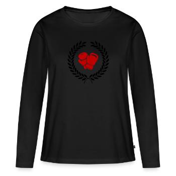 Boxe - T-shirt manches longues Premium bio Femme - noir - Devant - Julia (174cm)
