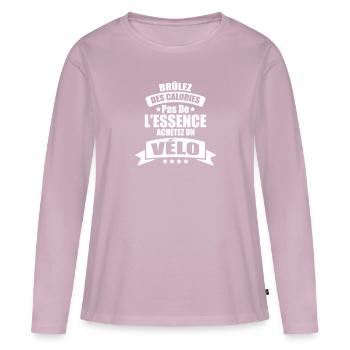 bruler des calories pas essence acheter un vélo - T-shirt manches longues Premium bio Femme - rose poudré - Devant - Julia (174cm)