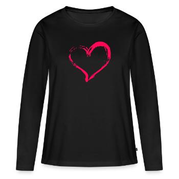 Heart - Frauen Premium Bio Langarmshirt - Schwarz - Vorne - Julia (174cm)