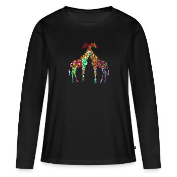 Deux girafes - T-shirt manches longues Premium bio Femme - noir - Devant - Julia (174cm)