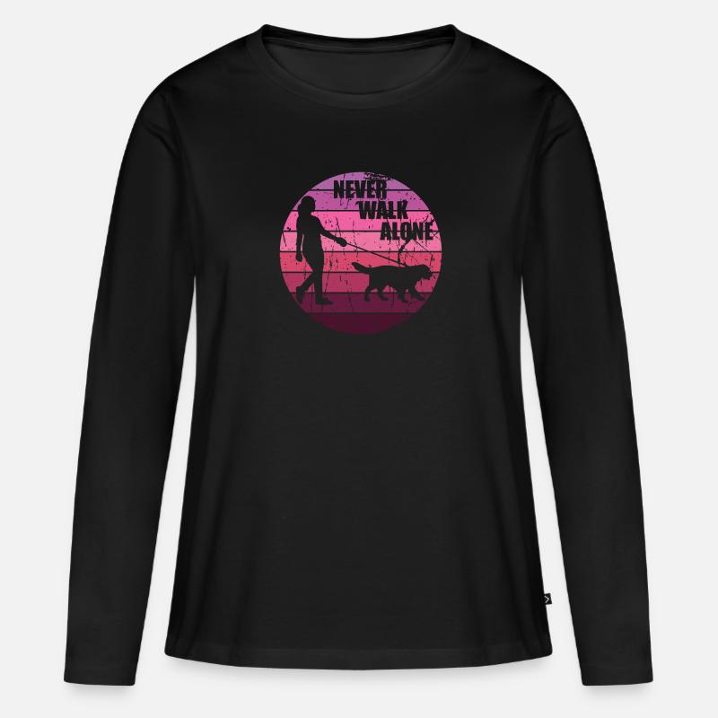 Never walk alone - Frauen Premium Bio Langarmshirt - Schwarz