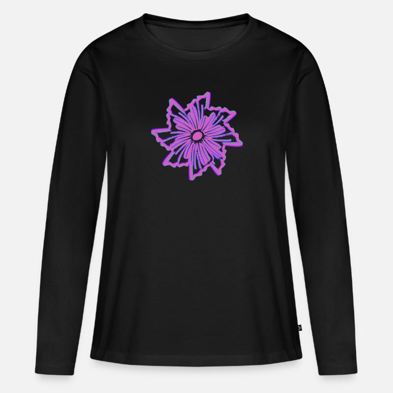 Blüte - Frauen Premium Bio Langarmshirt - Schwarz