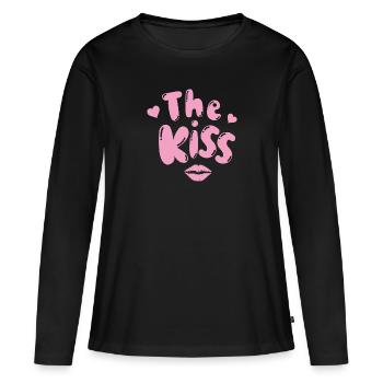 The Kiss - T-shirt manches longues Premium bio Femme - noir - Devant - Julia (174cm)