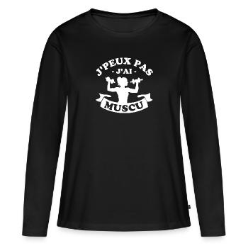 JPEUX PAS J AI MUSCU 1 - T-shirt manches longues Premium bio Femme - noir - Devant - Julia (174cm)
