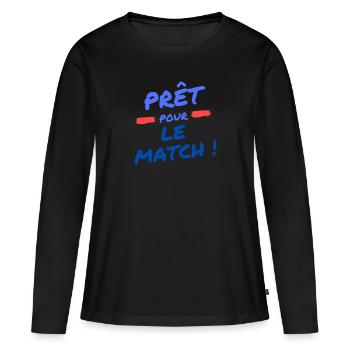 prêt pour le match - T-shirt manches longues Premium bio Femme - noir - Devant - Julia (174cm)