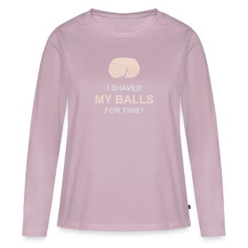 Je me suis rasé les couilles - T-shirt manches longues Premium bio Femme - rose poudré - Devant - Julia (174cm)