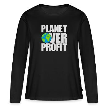 Planète sur le devis de profit - T-shirt manches longues Premium bio Femme - noir - Devant - Julia (174cm)