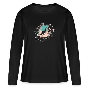 Éclaboussure de couleur de brontosaure - T-shirt manches longues Premium bio Femme - noir - Devant - Julia (174cm)