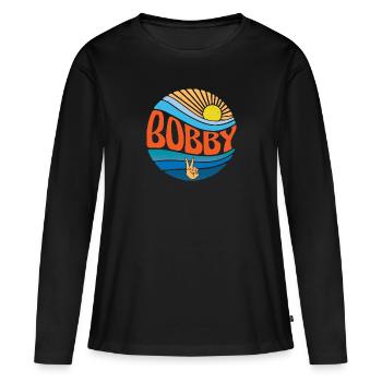 Bobby Shirt Vintage Sunset Bobby Groovy Tie Dye - T-shirt manches longues Premium bio Femme - noir - Devant - Julia (174cm)