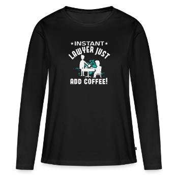 AVOCAT INSTANTANÉ JUSTE ET CAFÉ - T-shirt manches longues Premium bio Femme - noir - Devant - Julia (174cm)