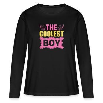 DER COOLSTE JUNGE - Frauen Premium Bio Langarmshirt - Schwarz - Vorne - Julia (174cm)