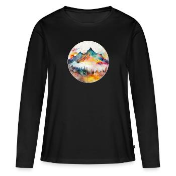 Mountains Watercolor Abstract Forest Hiking Art Wilderness - Women's Premium Organic Long Sleeve Shirt - black - Front - Julia (174cm)