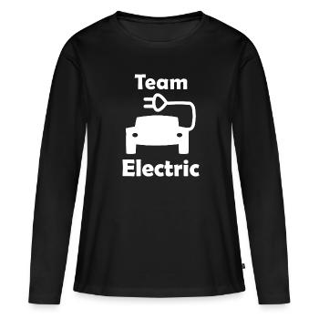 Équipe électrique - T-shirt manches longues Premium bio Femme - noir - Devant - Julia (174cm)