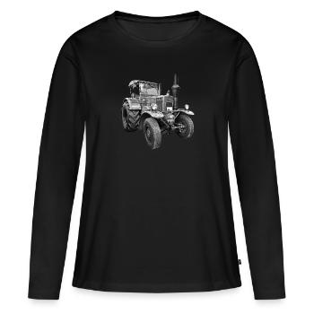 Bulldog - Frauen Premium Bio Langarmshirt - Schwarz - Vorne - Julia (174cm)