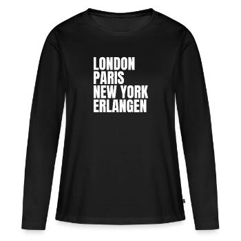 Erlangen Weltstadt - Frauen Premium Bio Langarmshirt - Schwarz - Vorne - Julia (174cm)