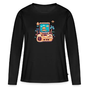 Console de jeux vidéo vintage - T-shirt manches longues Premium bio Femme - noir - Devant - Julia (174cm)