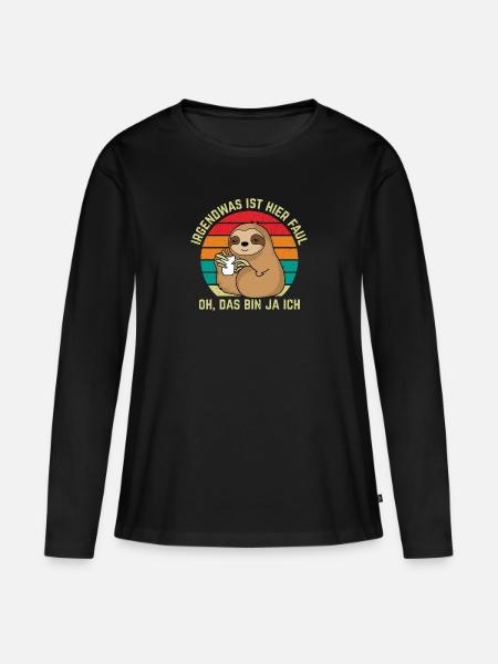 Faules Ich - Frauen Premium Bio Langarmshirt - Schwarz