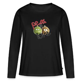 L’histoire des pois et pommes de terre - T-shirt manches longues Premium bio Femme - noir - Devant - Julia (174cm)