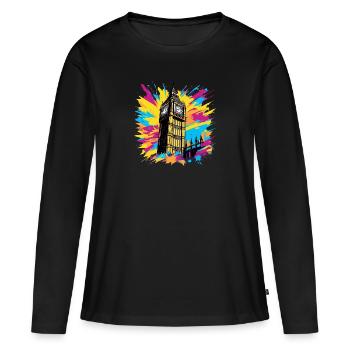 Big Ben - T-shirt manches longues Premium bio Femme - noir - Devant - Julia (174cm)