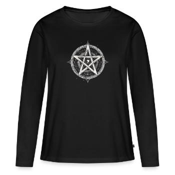 Dunkles Geheimnis, Horrornacht, Pentagramm - Frauen Premium Bio Langarmshirt - Schwarz - Vorne - Julia (174cm)