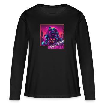 Vagues sombres - T-shirt manches longues Premium bio Femme - noir - Devant - Julia (174cm)