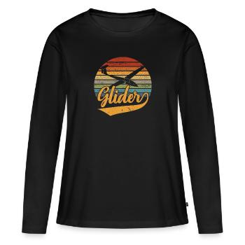 Planificateur rétro planeur Soaring pilote d’avion - T-shirt manches longues Premium bio Femme - noir - Devant - Julia (174cm)
